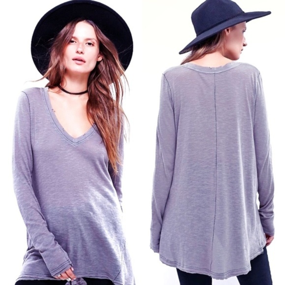 Free People Tops - Free People Anna Burnout High Low Lavender Tee NWT